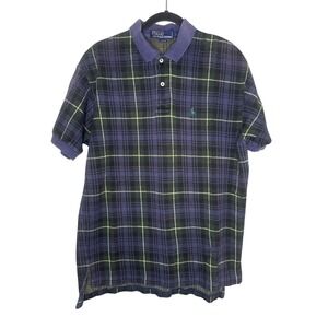 Vintage 90's Polo Ralph Lauren Men's Plaid Short Sleeve Cotton Polo Shirt